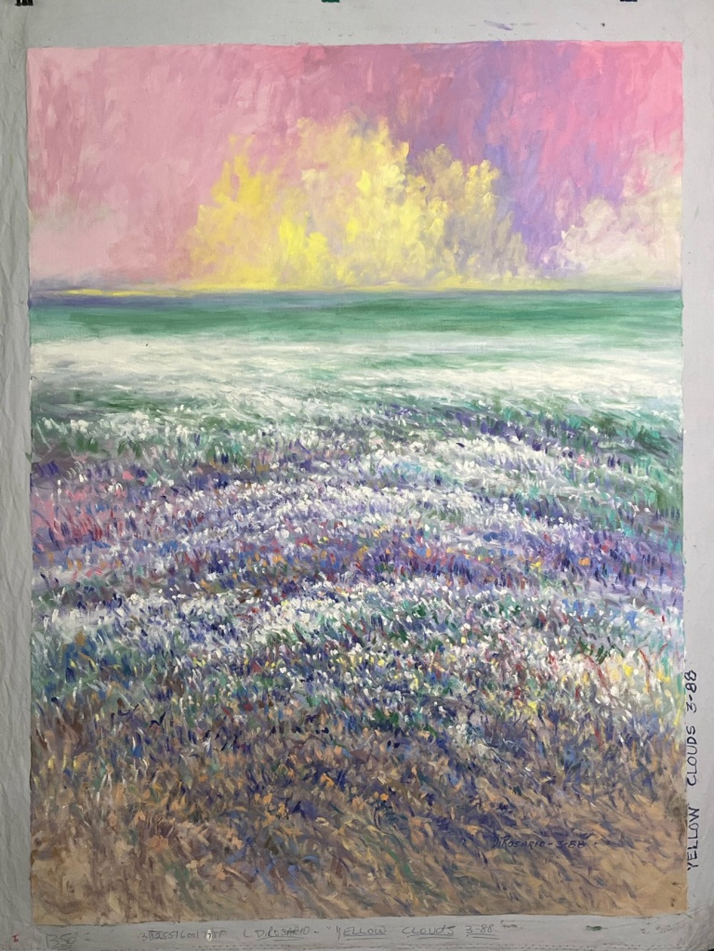 “Yellow Clouds” Seascape Signed Canvas Painting Laurence DiRosario